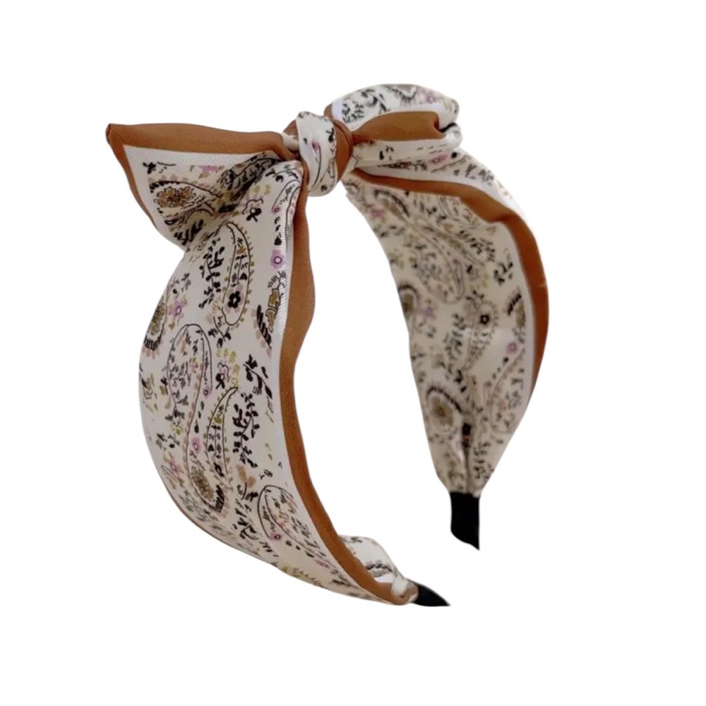 💖 3/$30 💖 Cream Paisley Print Bow Headband